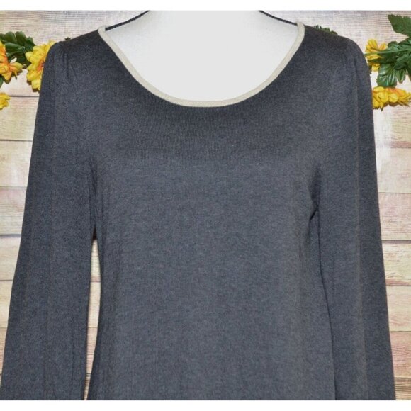 Max Studio Ladies L Gray Sweater Dress Balloon Sleeves at Knee Career Neutral - Picture 2 of 8